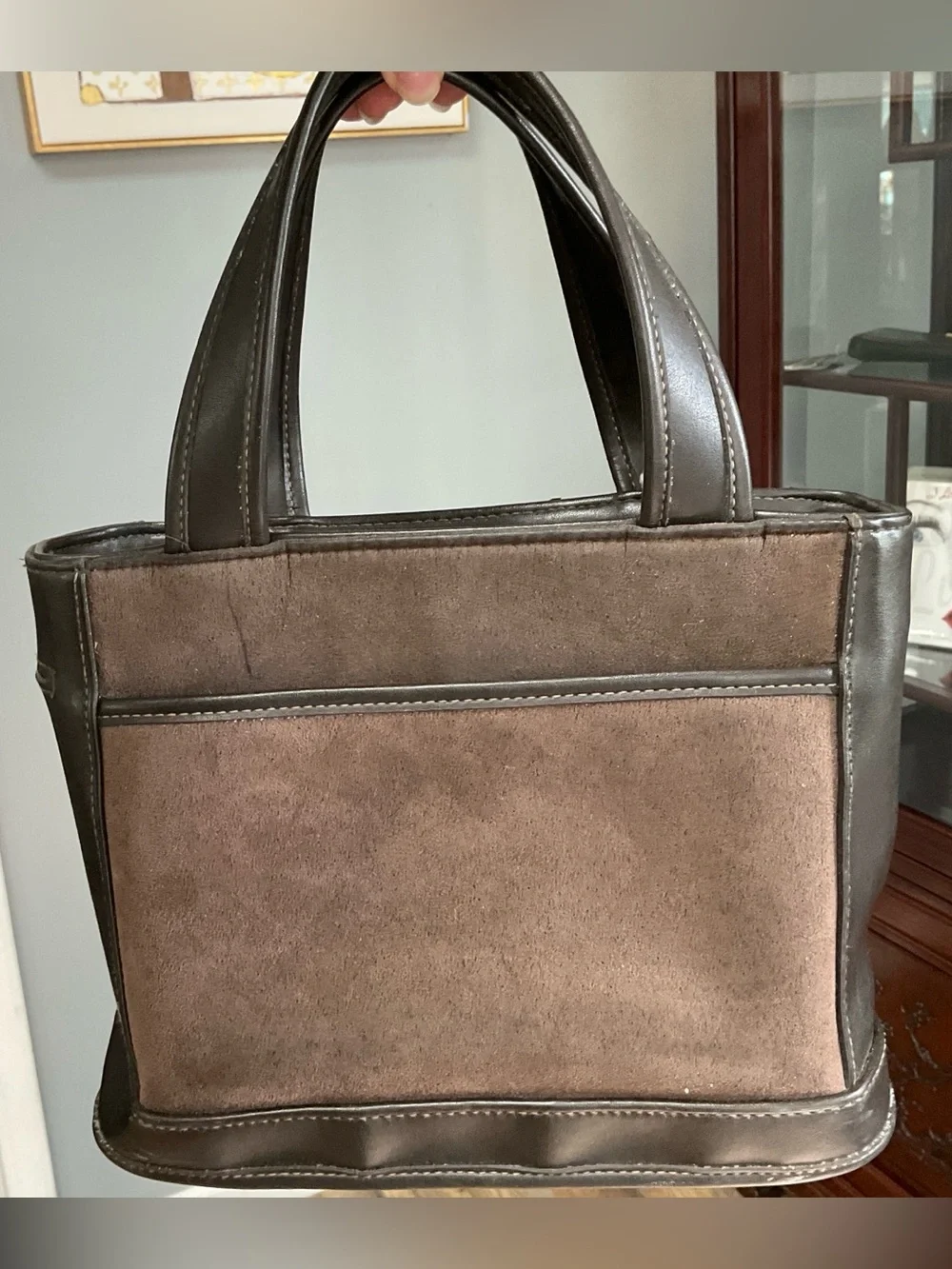 Brown Suede and Leather Purse